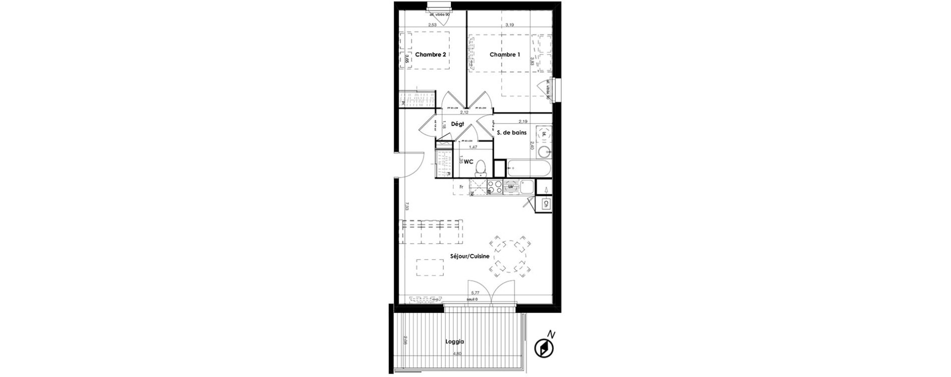 Appartement T3 de 61,54 m2 &agrave; Plaisance-Du-Touch Centre