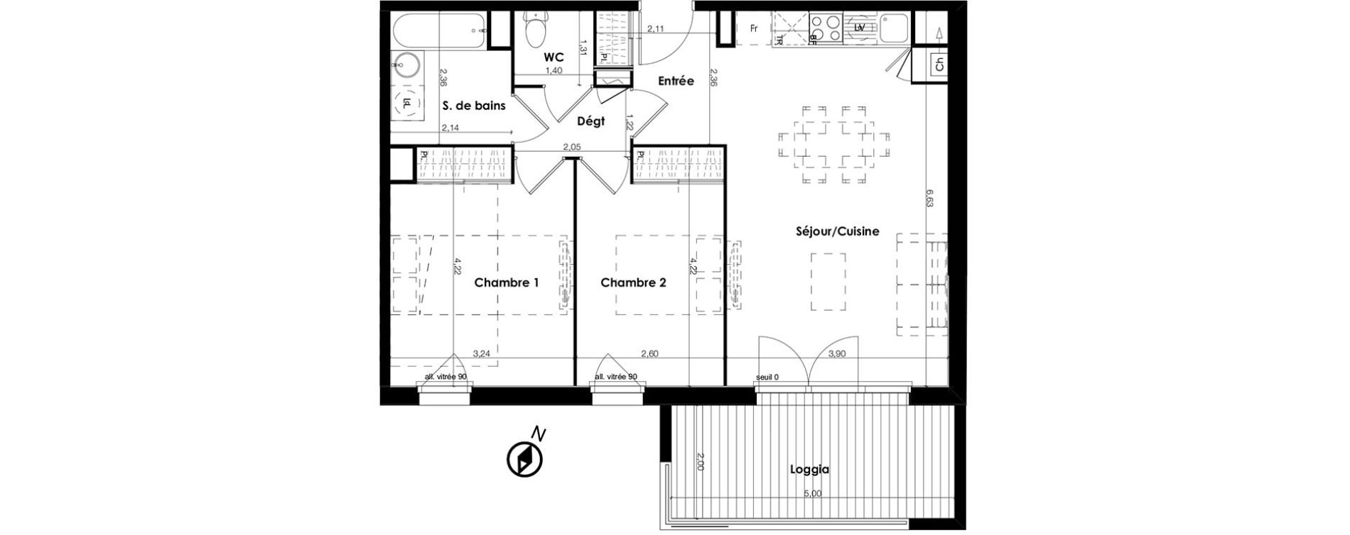 Appartement T3 de 62,66 m2 &agrave; Plaisance-Du-Touch Centre