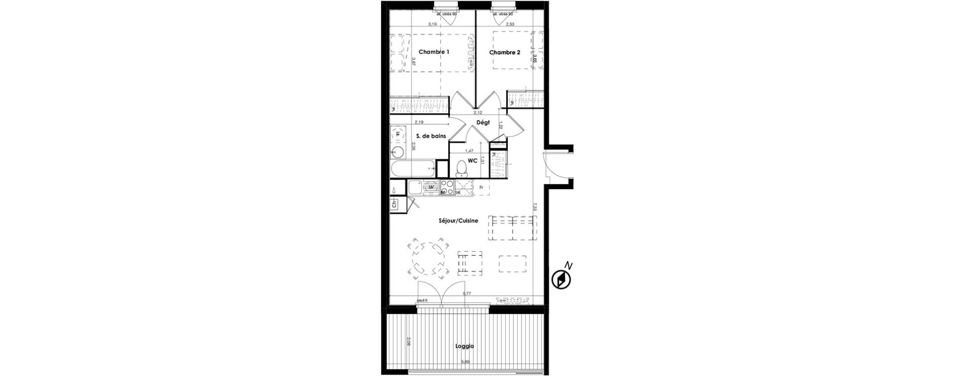Appartement T3 de 62,75 m2 &agrave; Plaisance-Du-Touch Centre