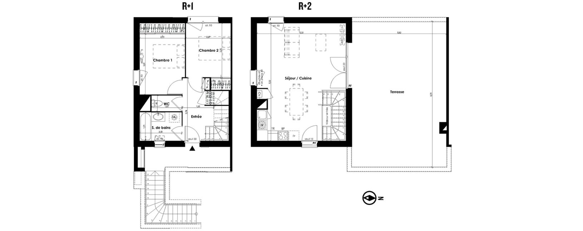 Duplex T3 de 66,06 m2 &agrave; Plaisance-Du-Touch Centre