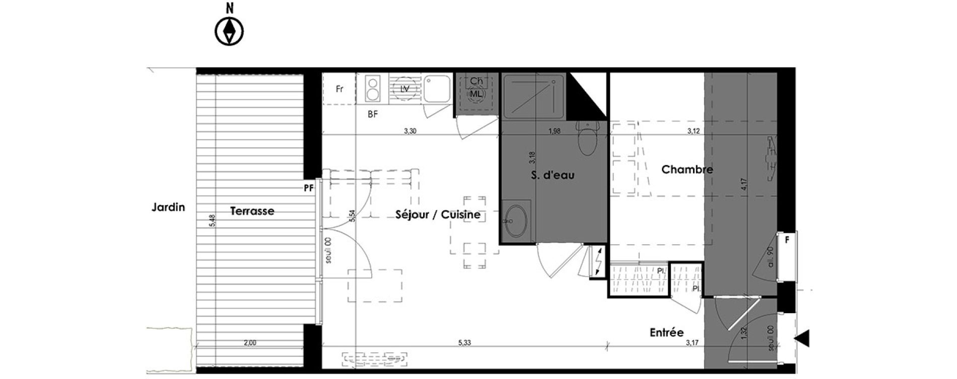 Appartement T2 de 45,44 m2 &agrave; Plaisance-Du-Touch Centre