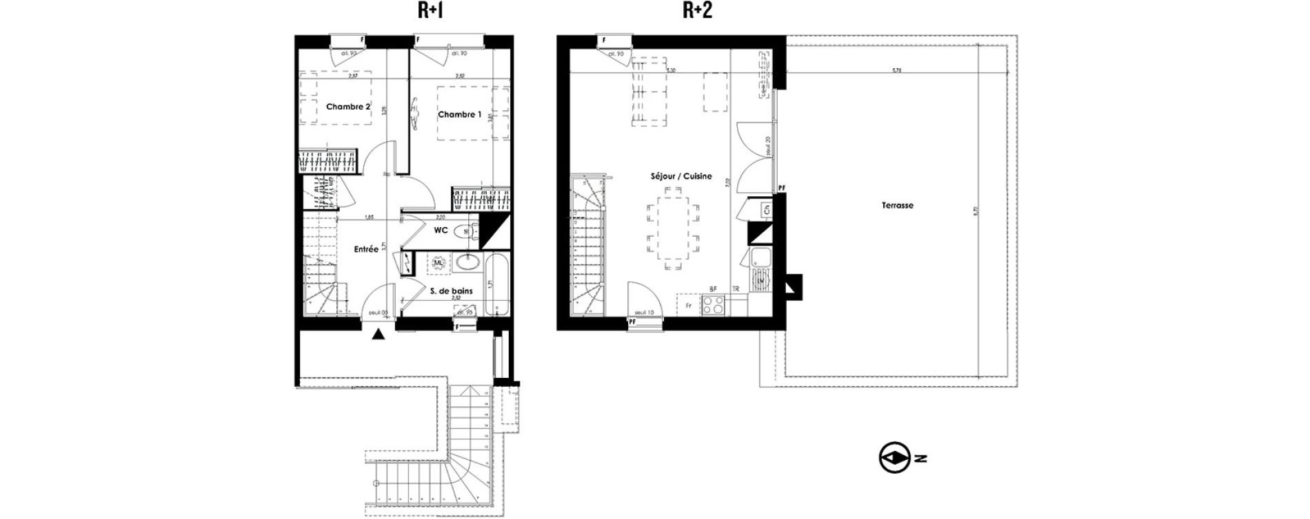 Duplex T3 de 67,09 m2 &agrave; Plaisance-Du-Touch Centre