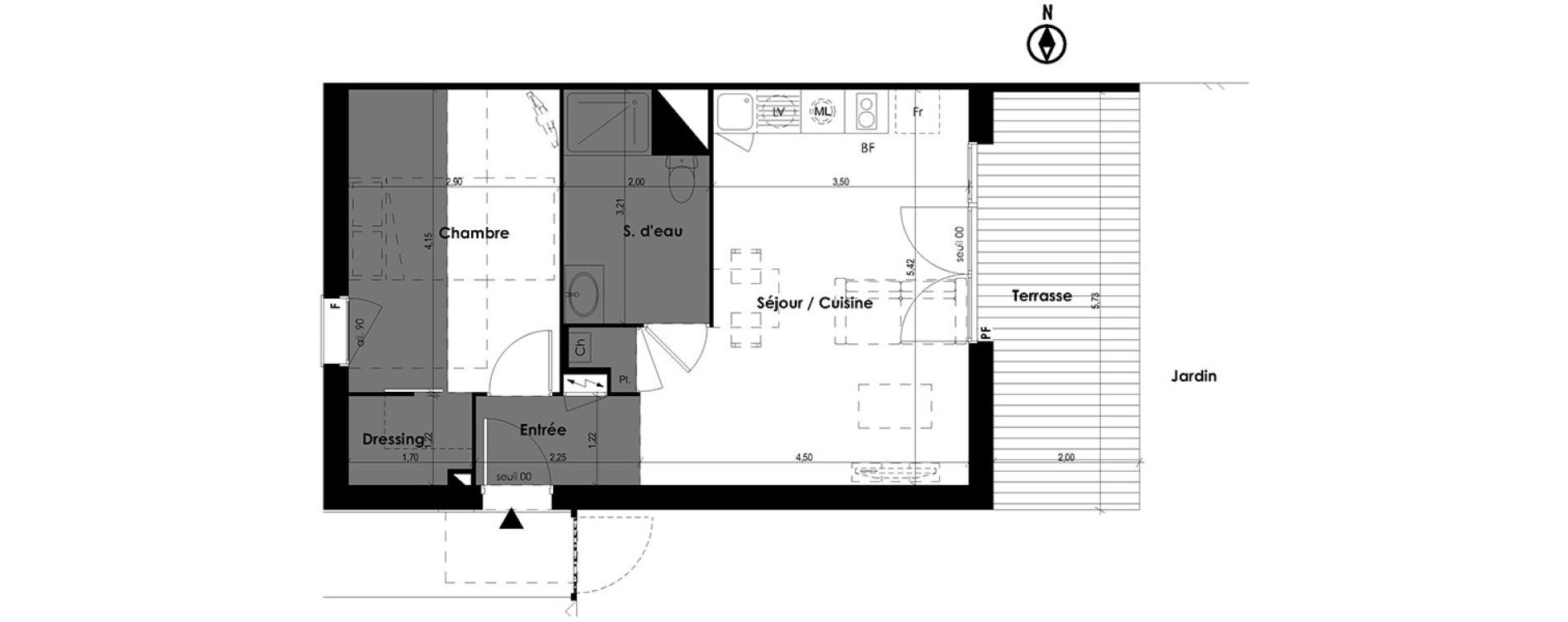 Appartement T2 de 44,27 m2 &agrave; Plaisance-Du-Touch Centre