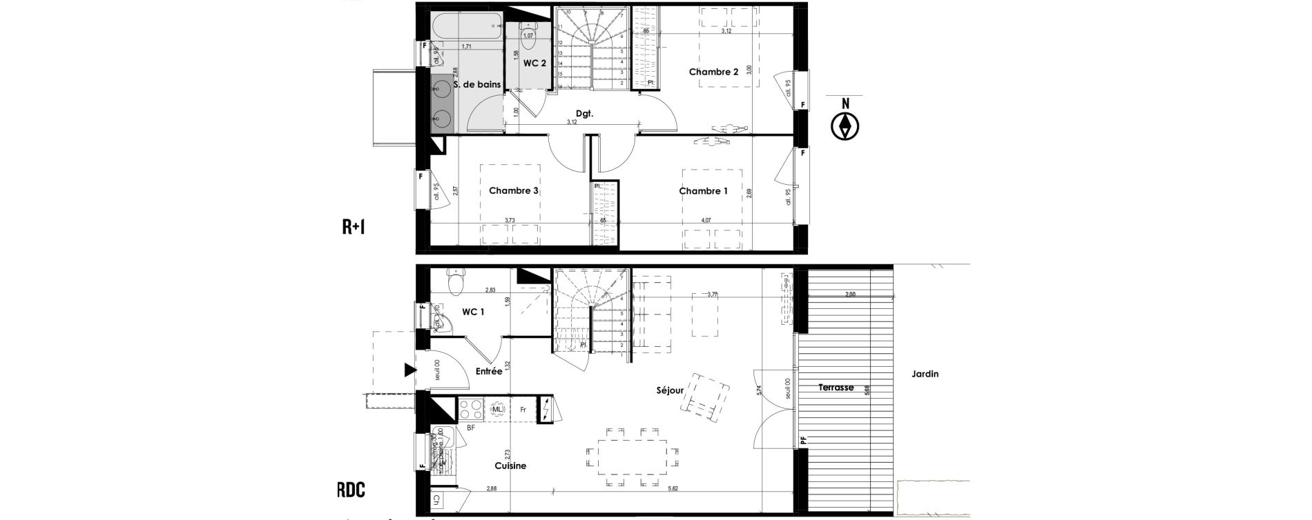 Appartement T4 de 87,61 m2 &agrave; Plaisance-Du-Touch Centre