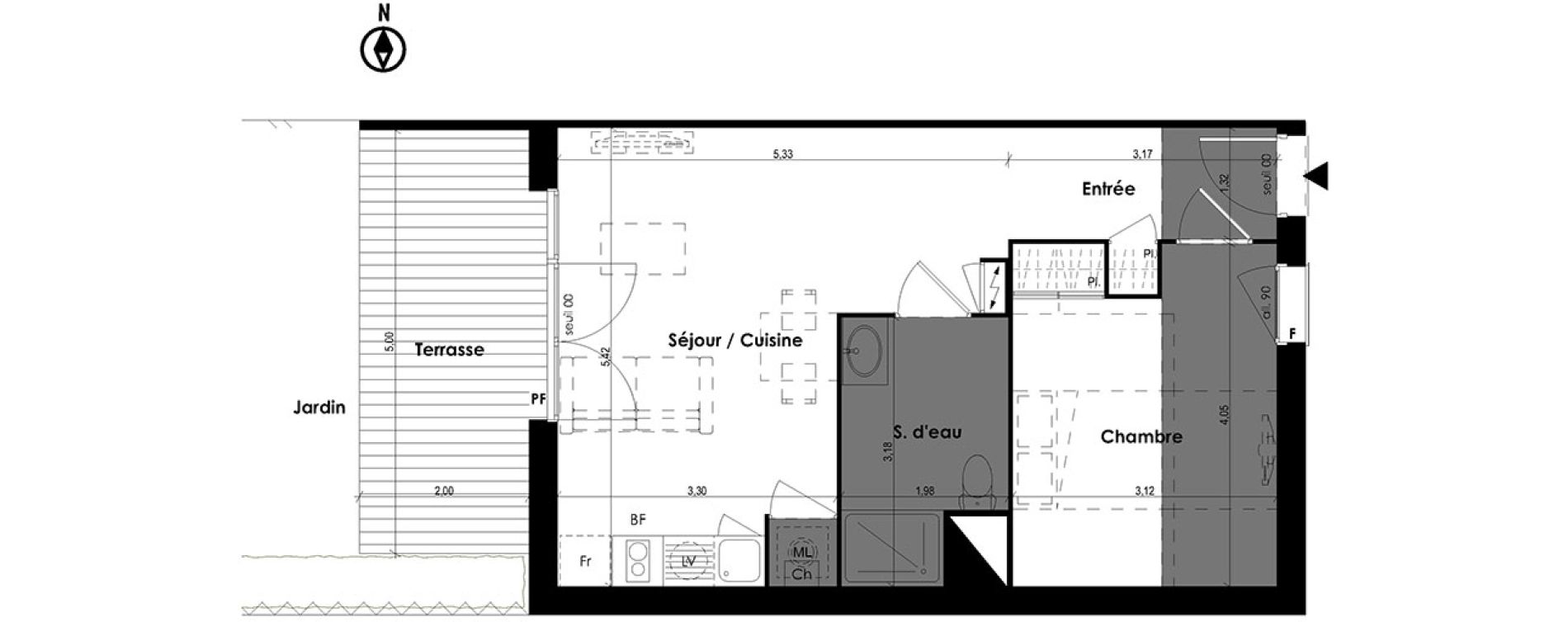 Appartement T2 de 44,42 m2 &agrave; Plaisance-Du-Touch Centre