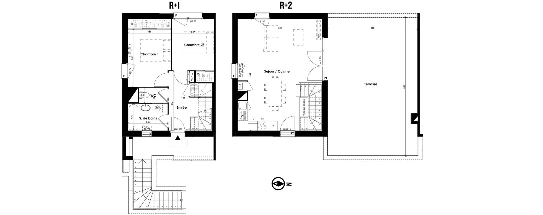 Duplex T3 de 66,06 m2 &agrave; Plaisance-Du-Touch Centre