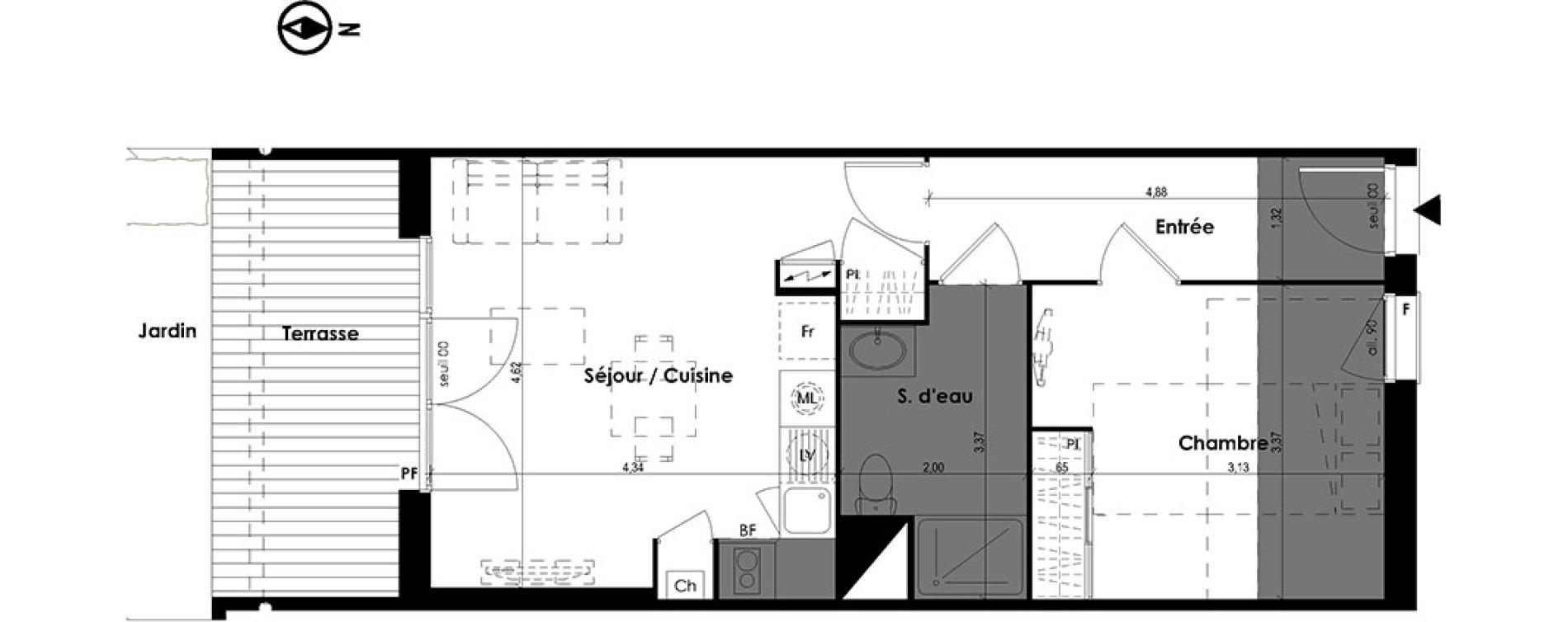 Appartement T2 de 46,37 m2 &agrave; Plaisance-Du-Touch Centre