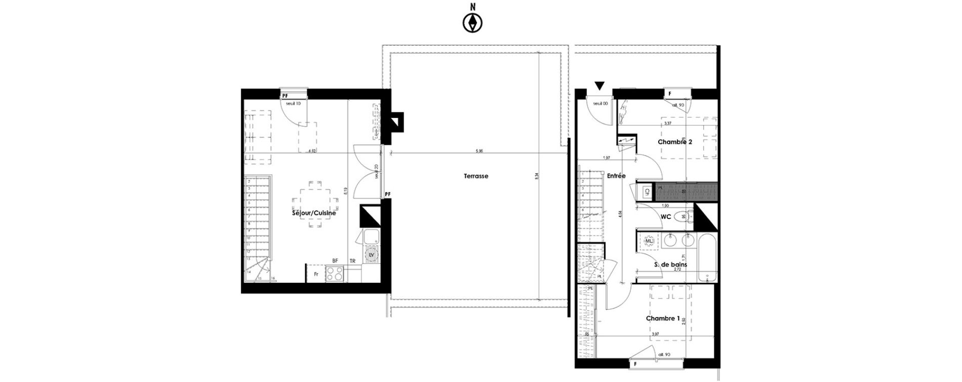 Duplex T3 de 61,17 m2 &agrave; Plaisance-Du-Touch Centre