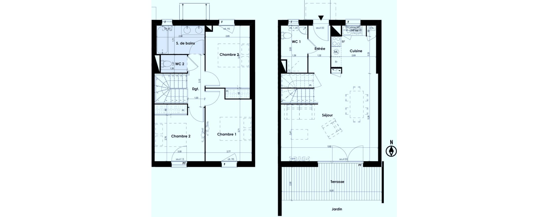 Duplex T4 de 84,45 m2 &agrave; Plaisance-Du-Touch Centre