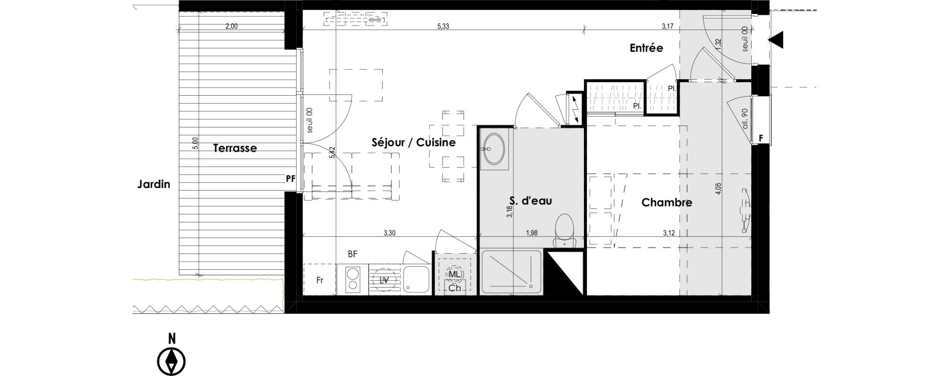 Appartement T2 de 44,42 m2 &agrave; Plaisance-Du-Touch Centre