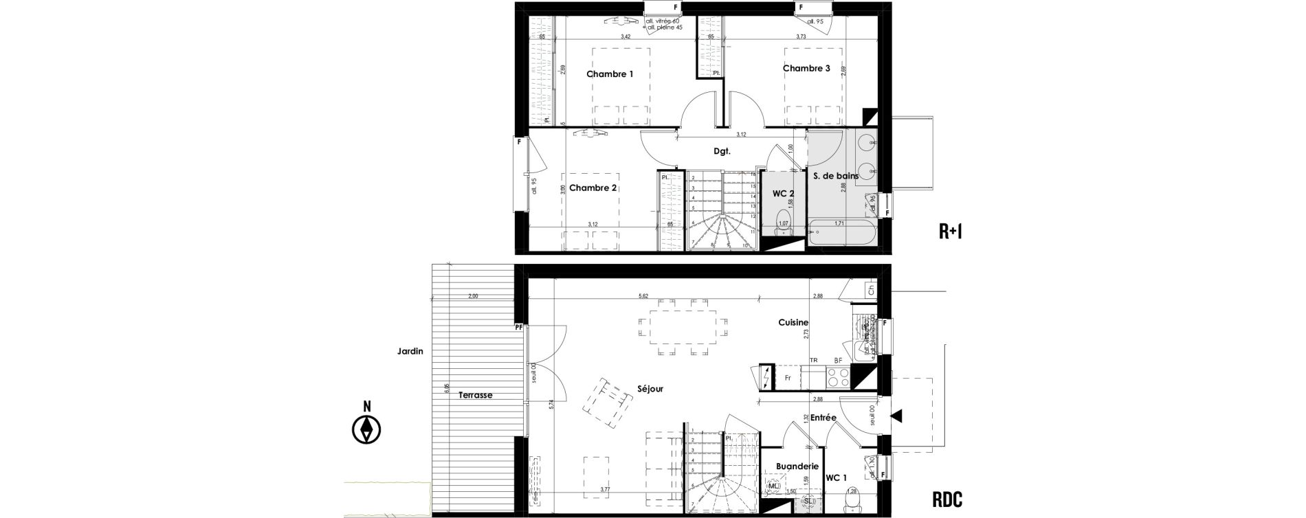 Duplex T4 de 88,07 m2 &agrave; Plaisance-Du-Touch Centre