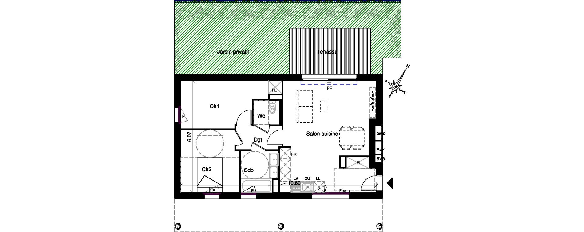 Appartement T3 de 61,22 m2 &agrave; Plaisance-Du-Touch Centre
