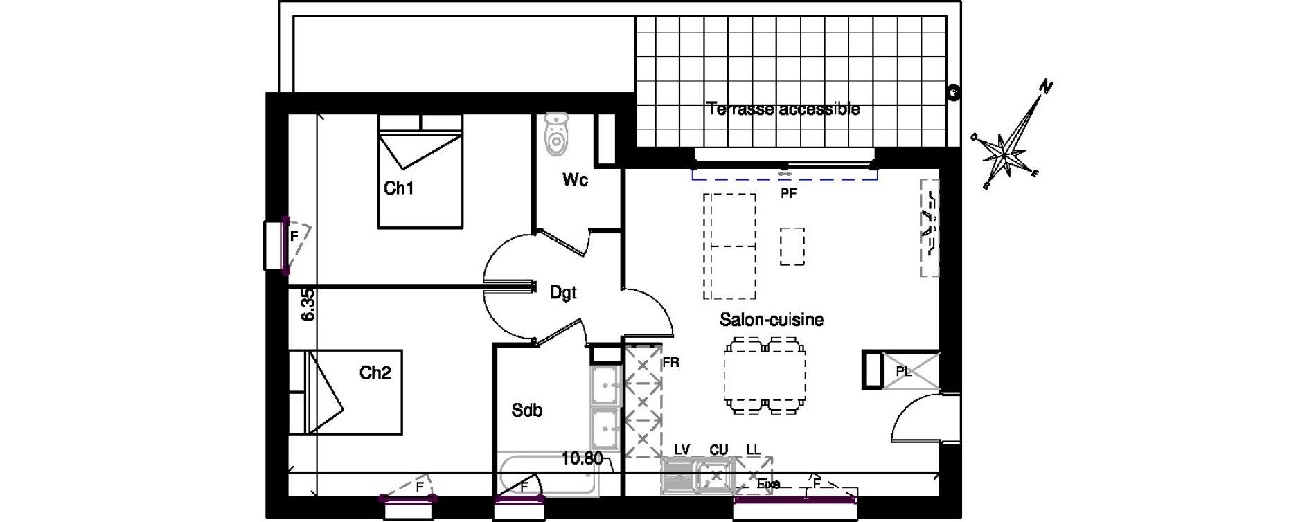 Appartement T3 de 62,00 m2 &agrave; Plaisance-Du-Touch Centre