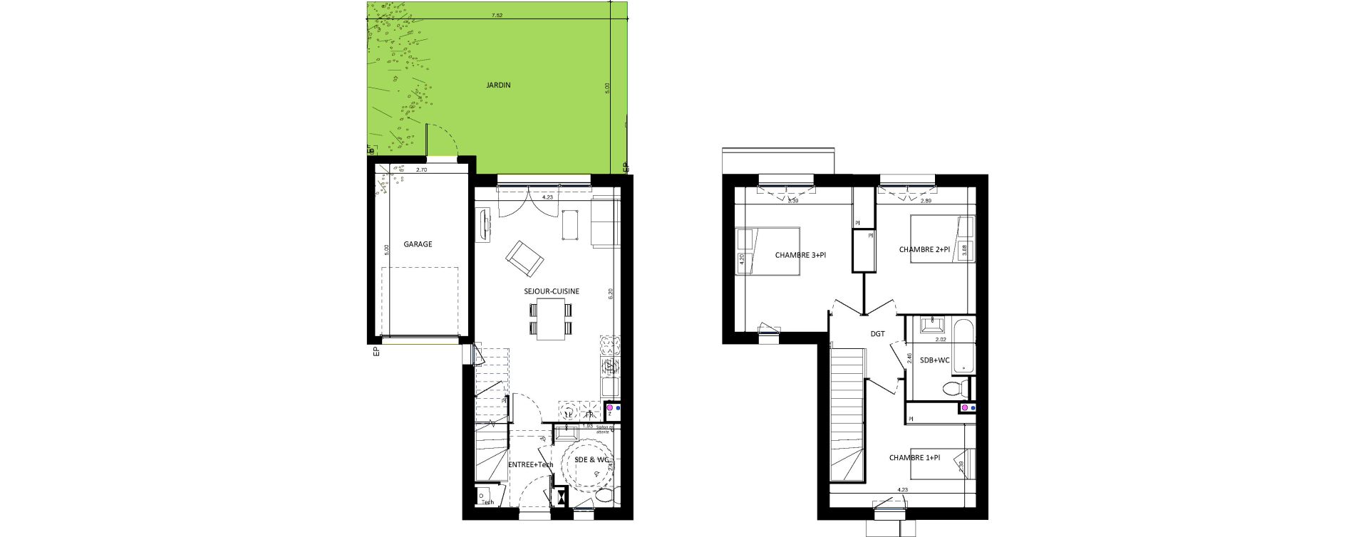 Maison T4 de 82,20 m2 &agrave; Plaisance-Du-Touch Centre