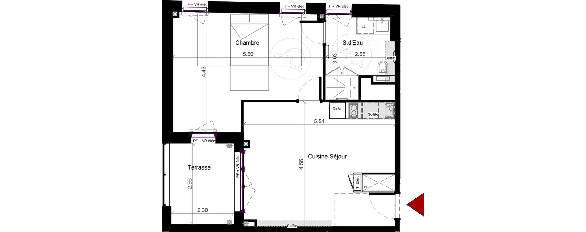Appartement T2 meubl&eacute; de 51,64 m2 &agrave; Plaisance-Du-Touch Pyr&eacute;n&eacute;es - rivi&egrave;re