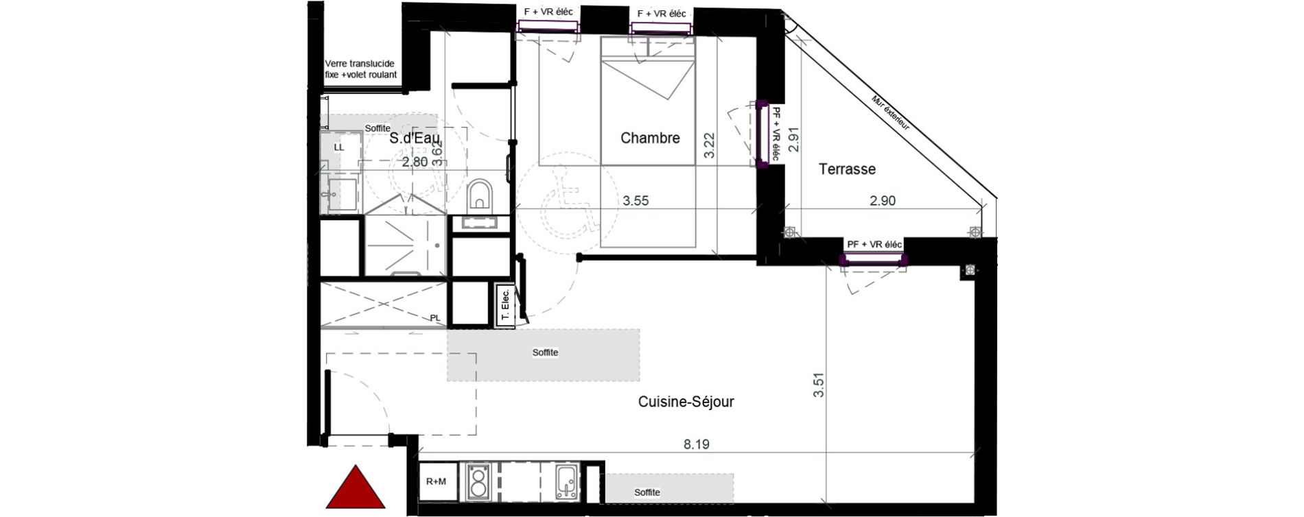 Appartement T2 meubl&eacute; de 49,64 m2 &agrave; Plaisance-Du-Touch Pyr&eacute;n&eacute;es - rivi&egrave;re