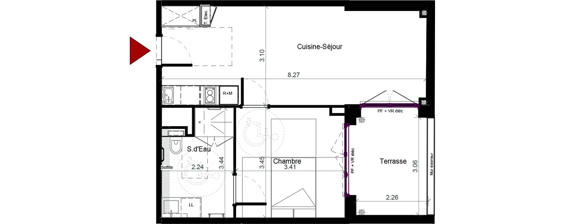 Appartement T2 meubl&eacute; de 43,42 m2 &agrave; Plaisance-Du-Touch Pyr&eacute;n&eacute;es - rivi&egrave;re