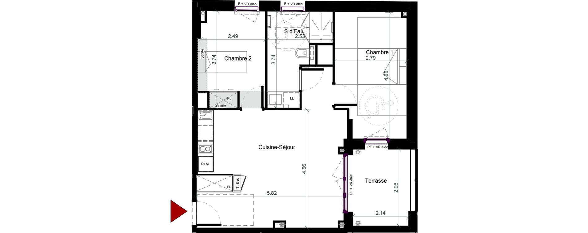 Appartement T3 meubl&eacute; de 56,12 m2 &agrave; Plaisance-Du-Touch Pyr&eacute;n&eacute;es - rivi&egrave;re