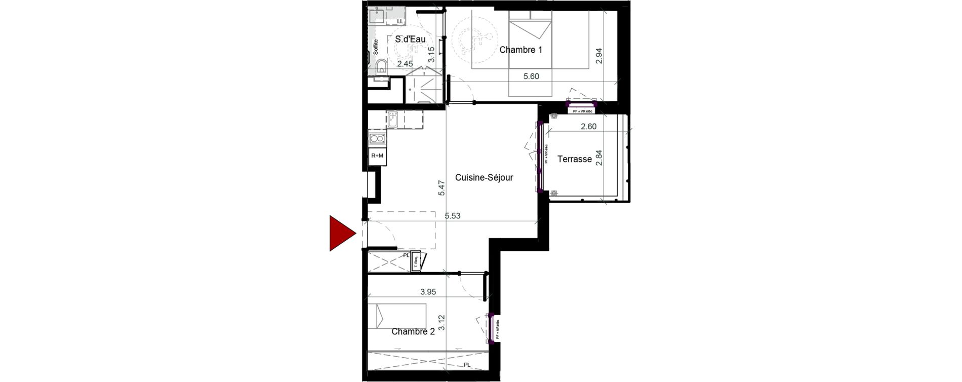 Appartement T3 meubl&eacute; de 62,99 m2 &agrave; Plaisance-Du-Touch Pyr&eacute;n&eacute;es - rivi&egrave;re