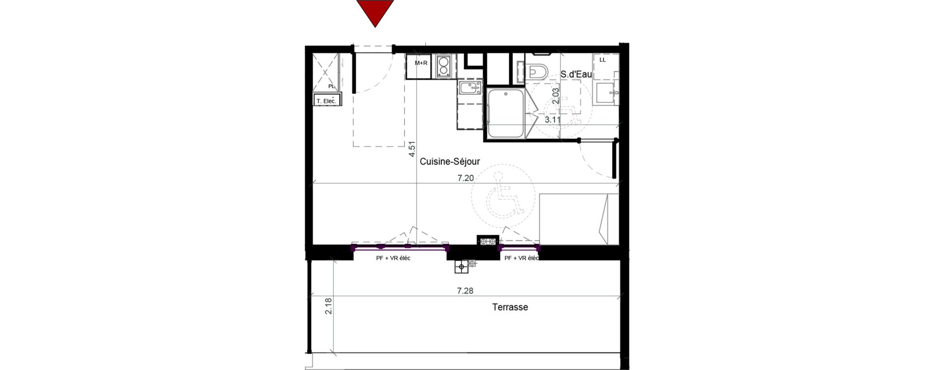 Appartement T1 meubl&eacute; de 30,94 m2 &agrave; Plaisance-Du-Touch Pyr&eacute;n&eacute;es - rivi&egrave;re