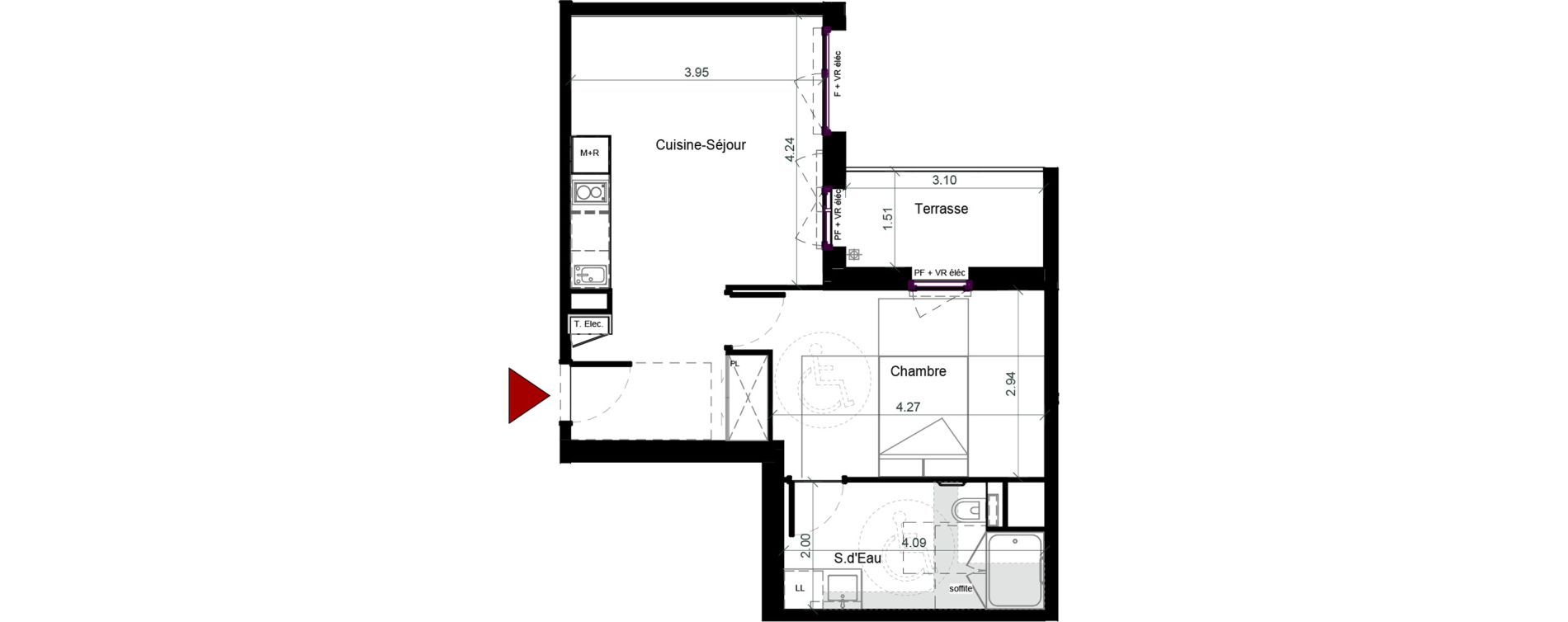 Appartement T2 meubl&eacute; de 43,64 m2 &agrave; Plaisance-Du-Touch Pyr&eacute;n&eacute;es - rivi&egrave;re