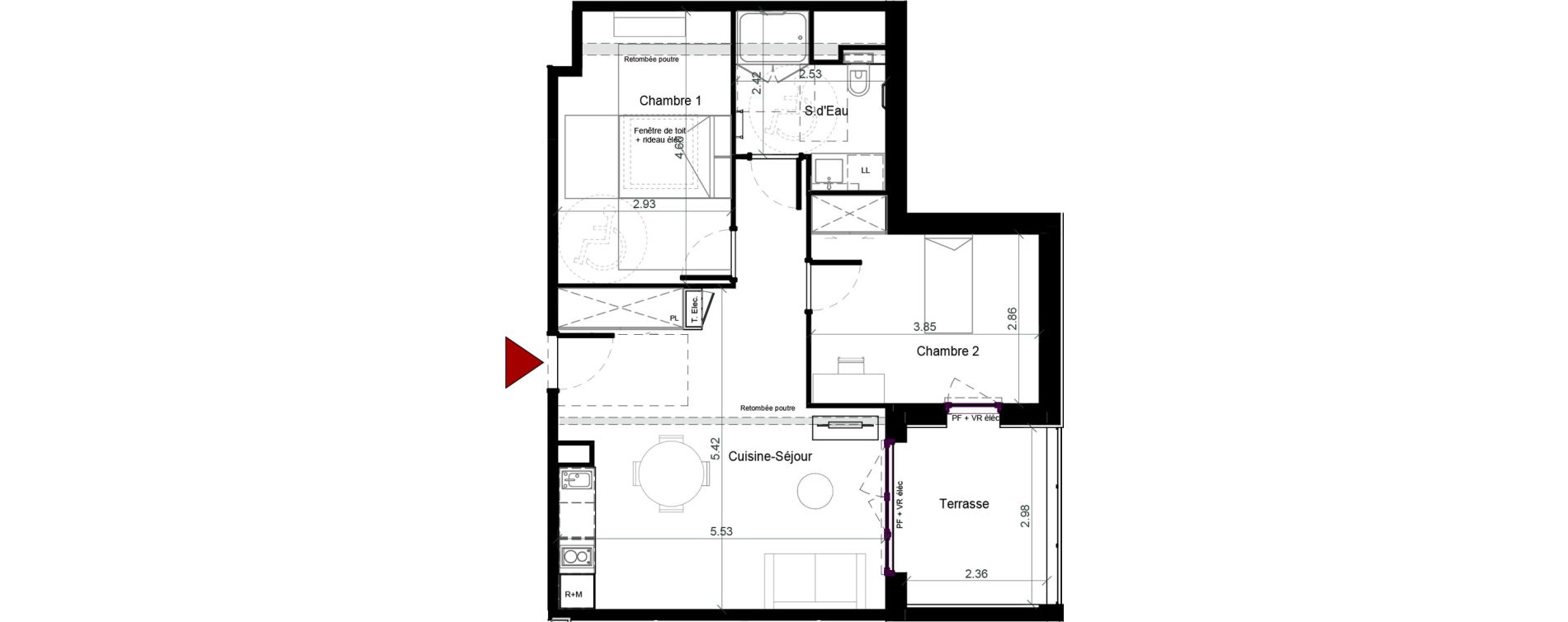 Appartement T3 meubl&eacute; de 59,96 m2 &agrave; Plaisance-Du-Touch Pyr&eacute;n&eacute;es - rivi&egrave;re