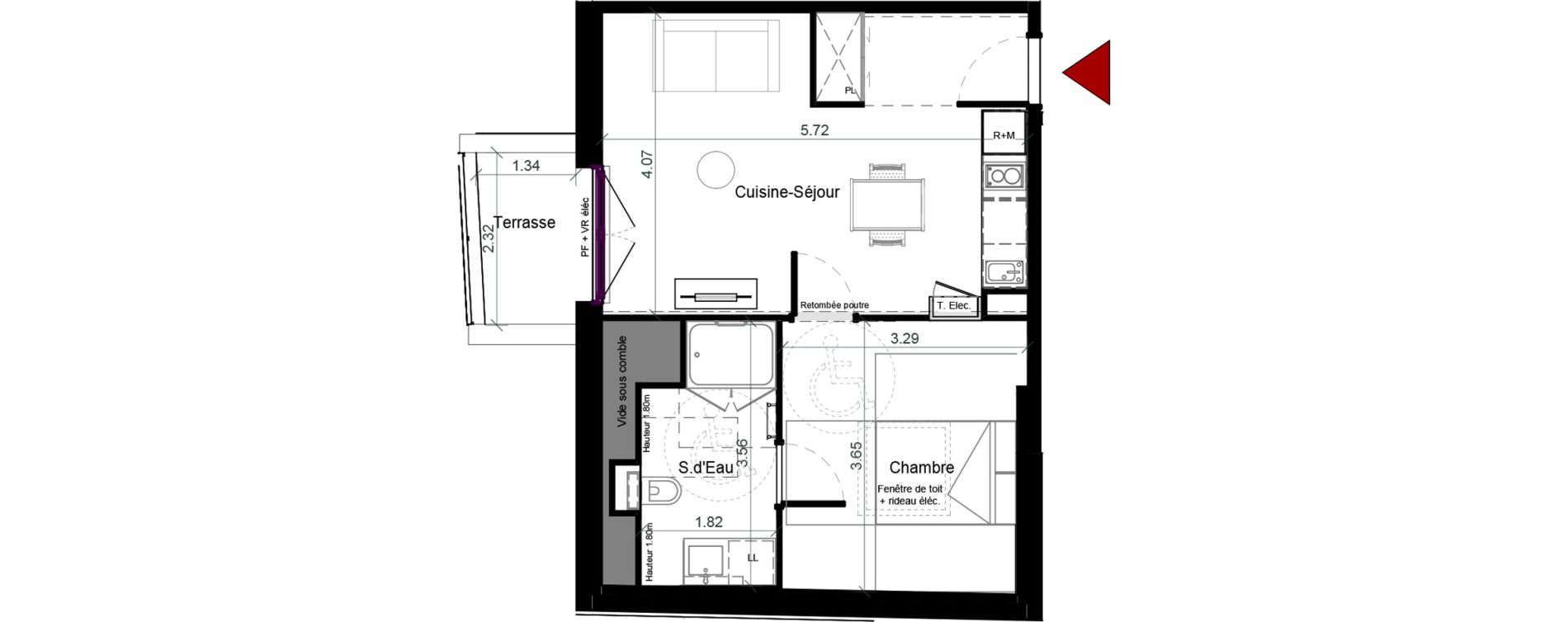 Appartement T2 meubl&eacute; de 40,30 m2 &agrave; Plaisance-Du-Touch Pyr&eacute;n&eacute;es - rivi&egrave;re