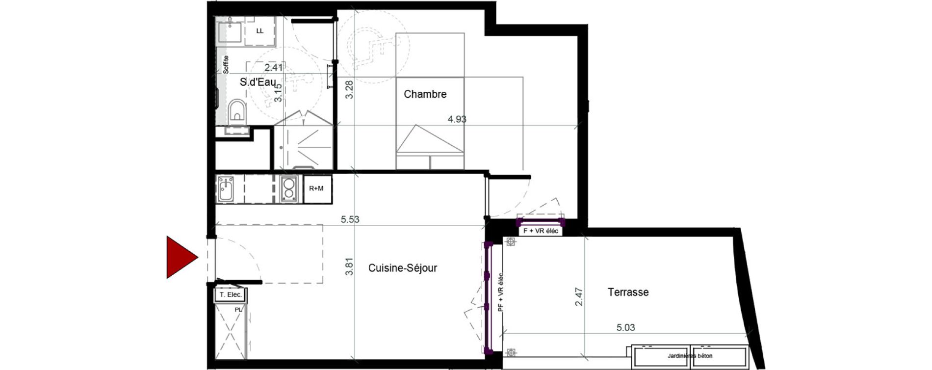 Appartement T2 meubl&eacute; de 44,37 m2 &agrave; Plaisance-Du-Touch Pyr&eacute;n&eacute;es - rivi&egrave;re