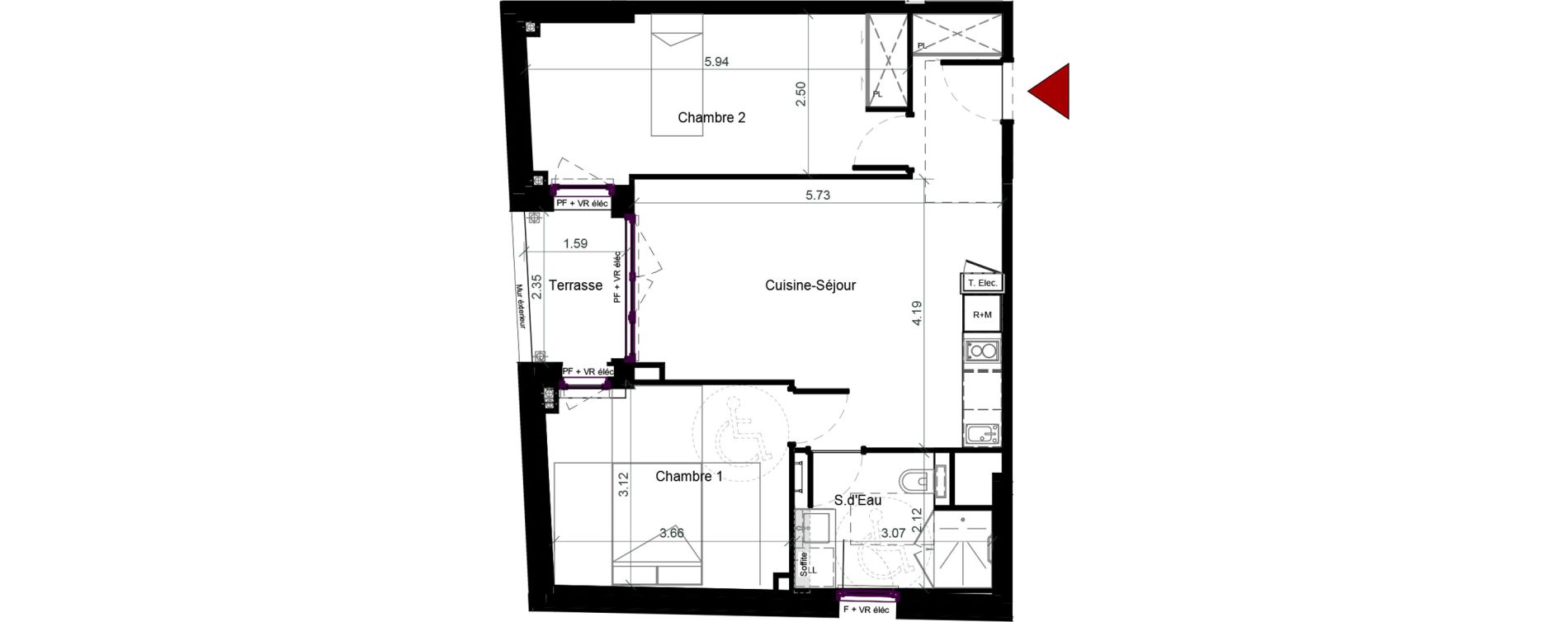 Appartement T3 meubl&eacute; de 56,58 m2 &agrave; Plaisance-Du-Touch Pyr&eacute;n&eacute;es - rivi&egrave;re