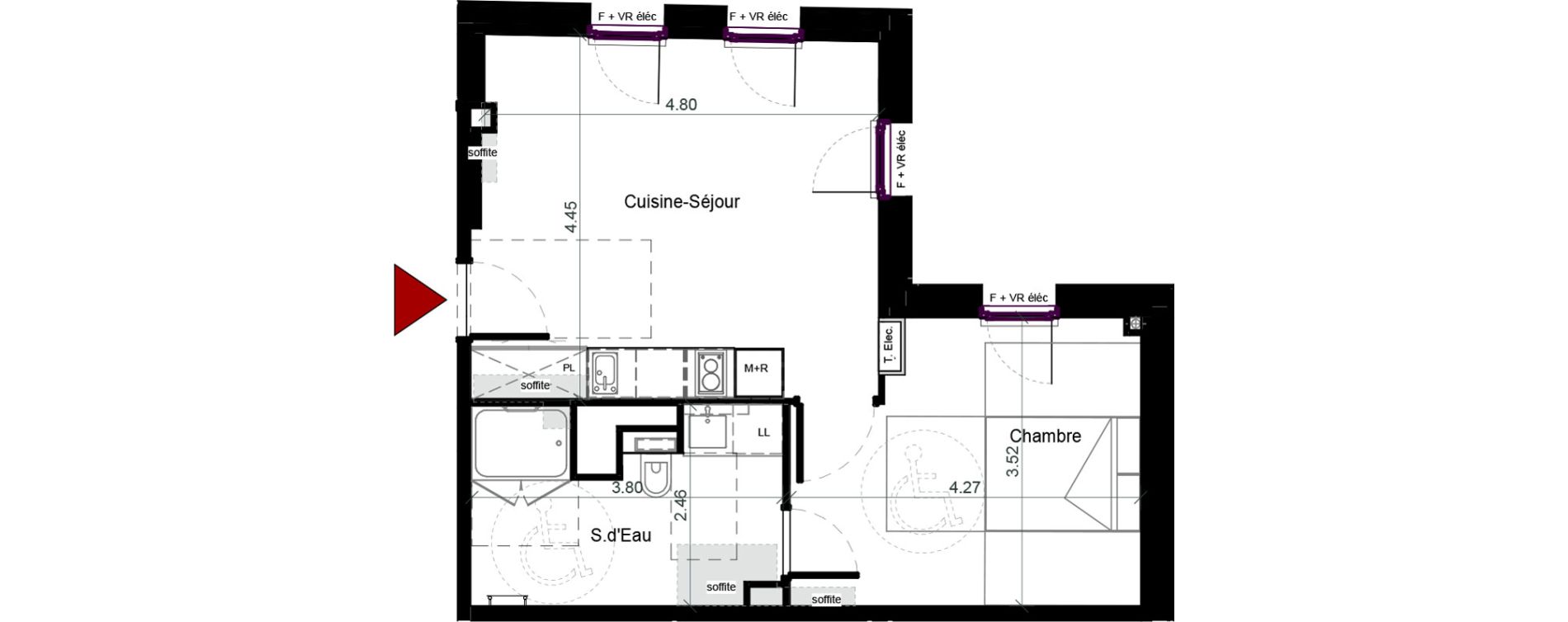 Appartement T2 meubl&eacute; de 43,33 m2 &agrave; Plaisance-Du-Touch Pyr&eacute;n&eacute;es - rivi&egrave;re