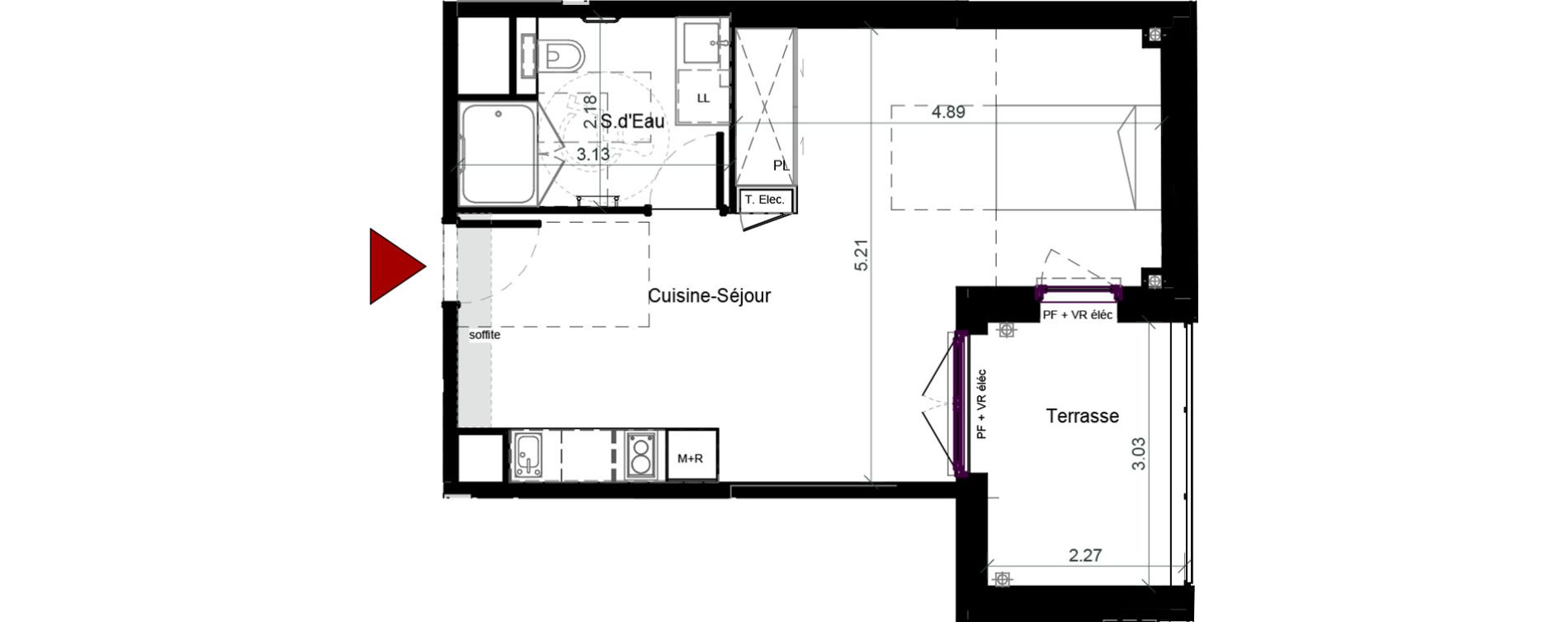 Appartement T1 meubl&eacute; de 35,29 m2 &agrave; Plaisance-Du-Touch Pyr&eacute;n&eacute;es - rivi&egrave;re