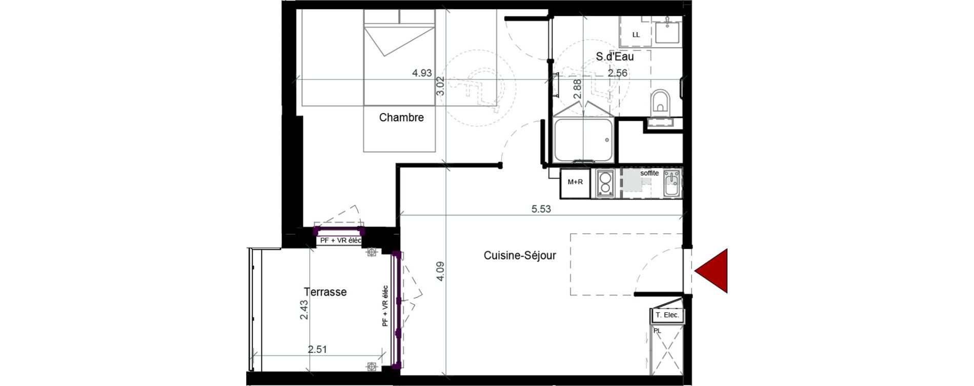 Appartement T2 meubl&eacute; de 45,58 m2 &agrave; Plaisance-Du-Touch Pyr&eacute;n&eacute;es - rivi&egrave;re