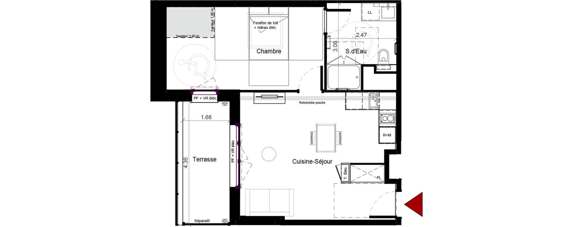 Appartement T2 meubl&eacute; de 45,03 m2 &agrave; Plaisance-Du-Touch Pyr&eacute;n&eacute;es - rivi&egrave;re