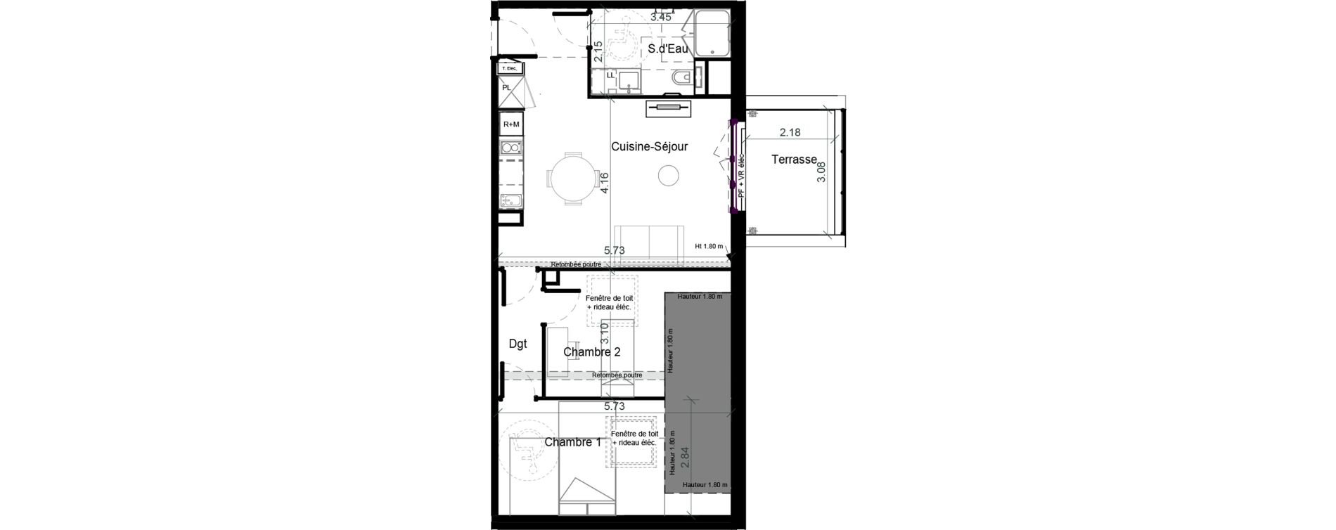 Appartement T3 meubl&eacute; de 60,55 m2 &agrave; Plaisance-Du-Touch Pyr&eacute;n&eacute;es - rivi&egrave;re