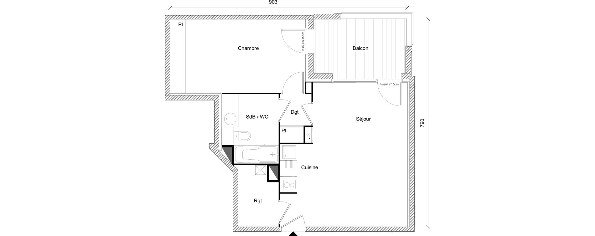 Appartement T2 de 48,98 m2 &agrave; Plaisance-Du-Touch Centre