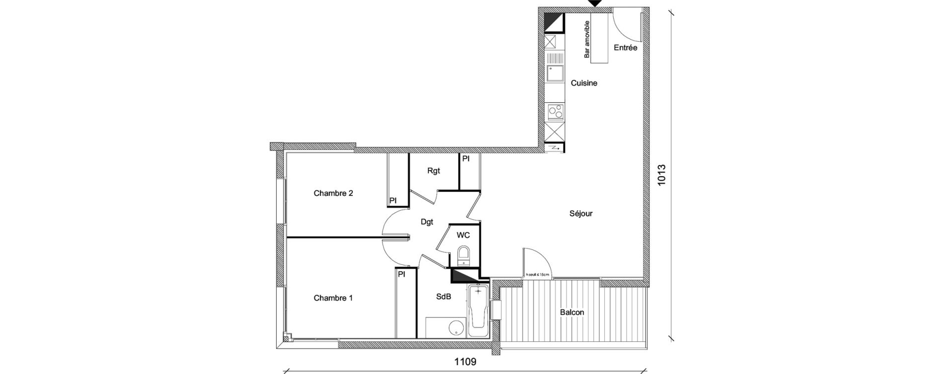 Appartement T3 de 66,14 m2 &agrave; Plaisance-Du-Touch Centre