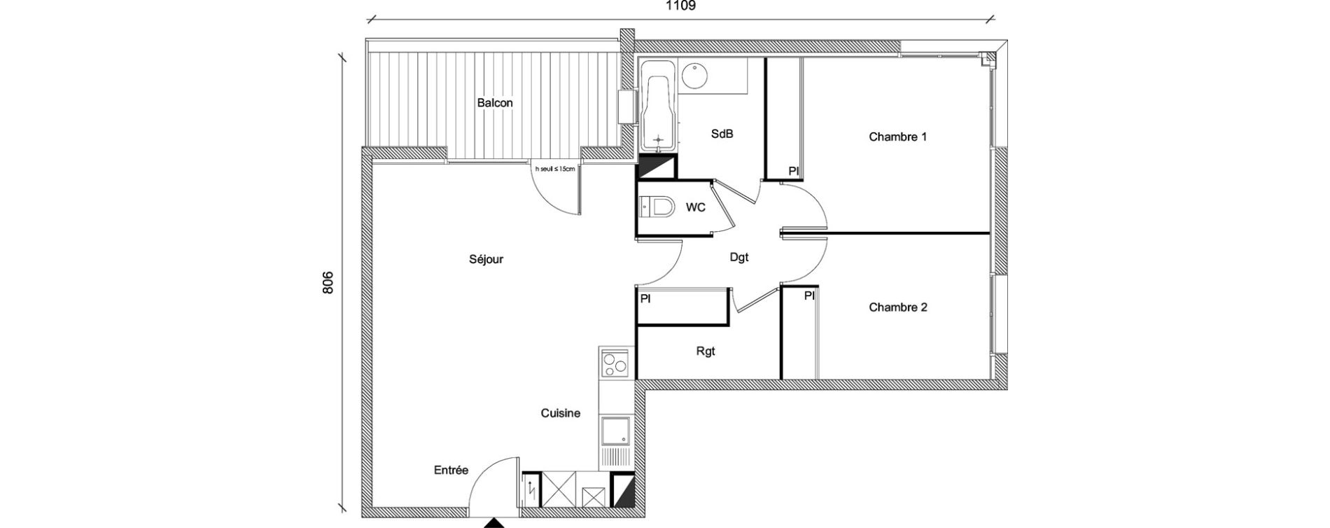 Appartement T3 de 63,51 m2 &agrave; Plaisance-Du-Touch Centre