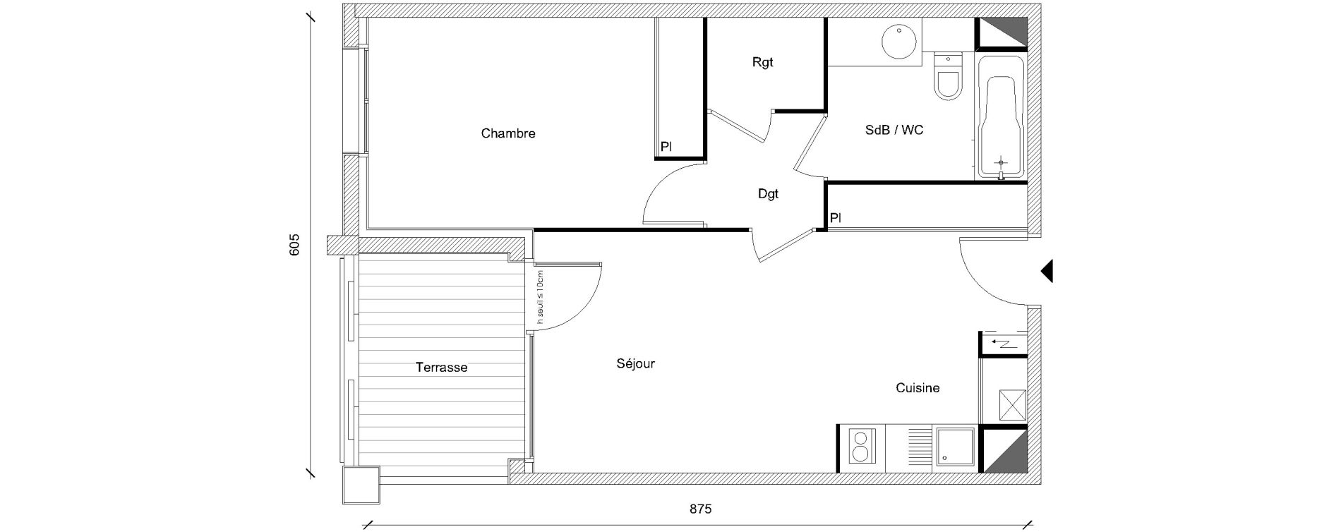 Appartement T2 de 44,07 m2 &agrave; Plaisance-Du-Touch Centre