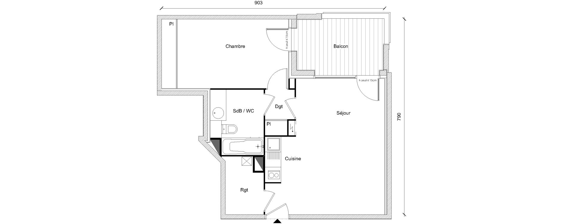 Appartement T2 de 48,98 m2 &agrave; Plaisance-Du-Touch Centre