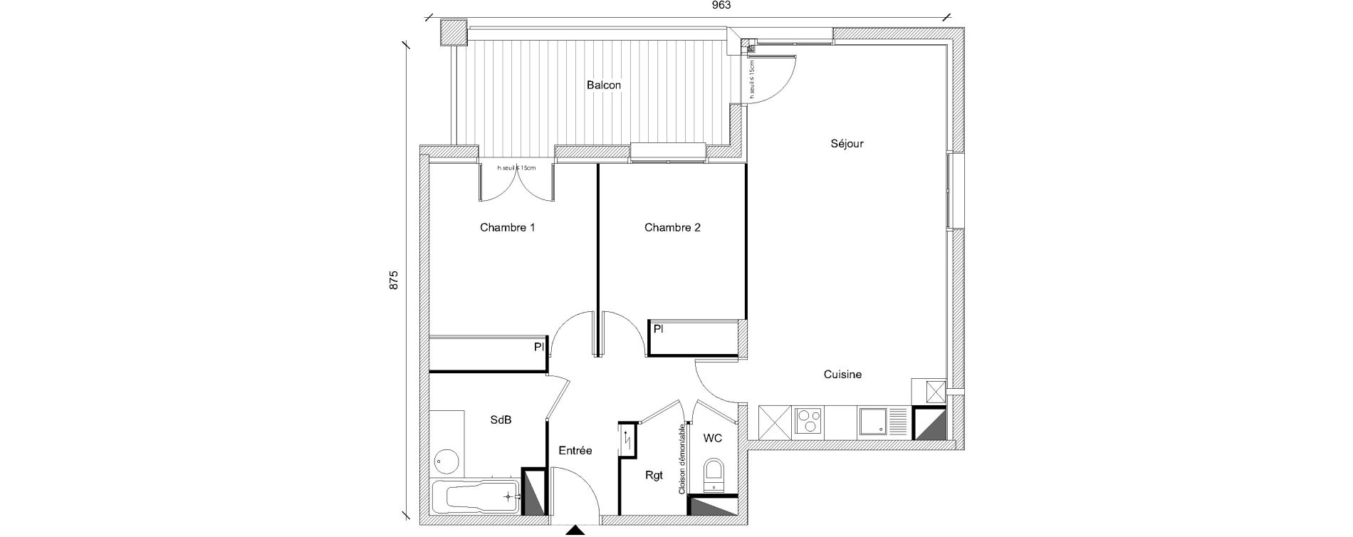 Appartement T3 de 62,93 m2 &agrave; Plaisance-Du-Touch Centre