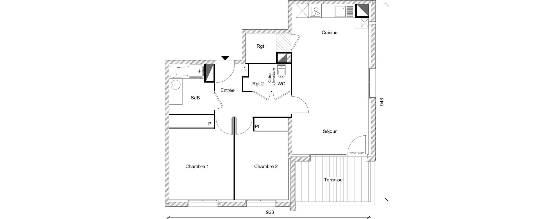 Appartement T3 de 65,57 m2 &agrave; Plaisance-Du-Touch Centre