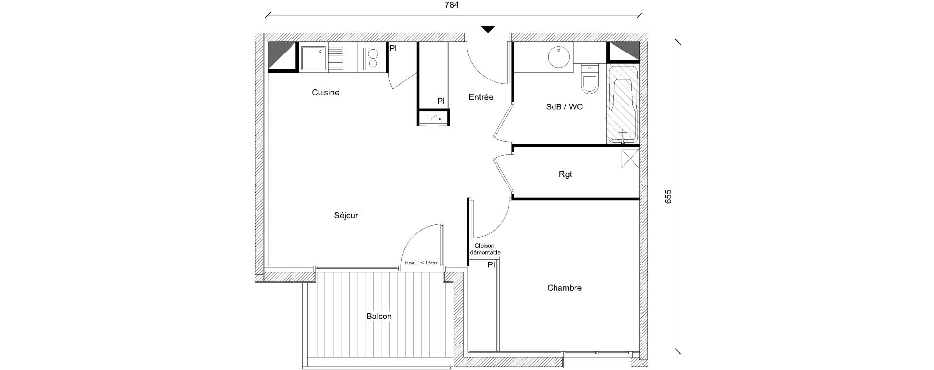 Appartement T2 de 42,05 m2 &agrave; Plaisance-Du-Touch Centre