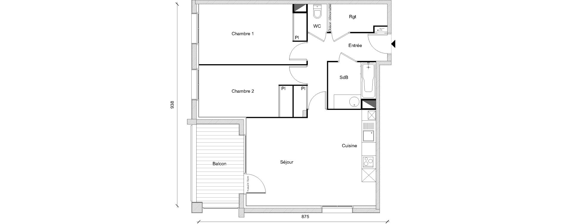 Appartement T3 de 67,18 m2 &agrave; Plaisance-Du-Touch Centre