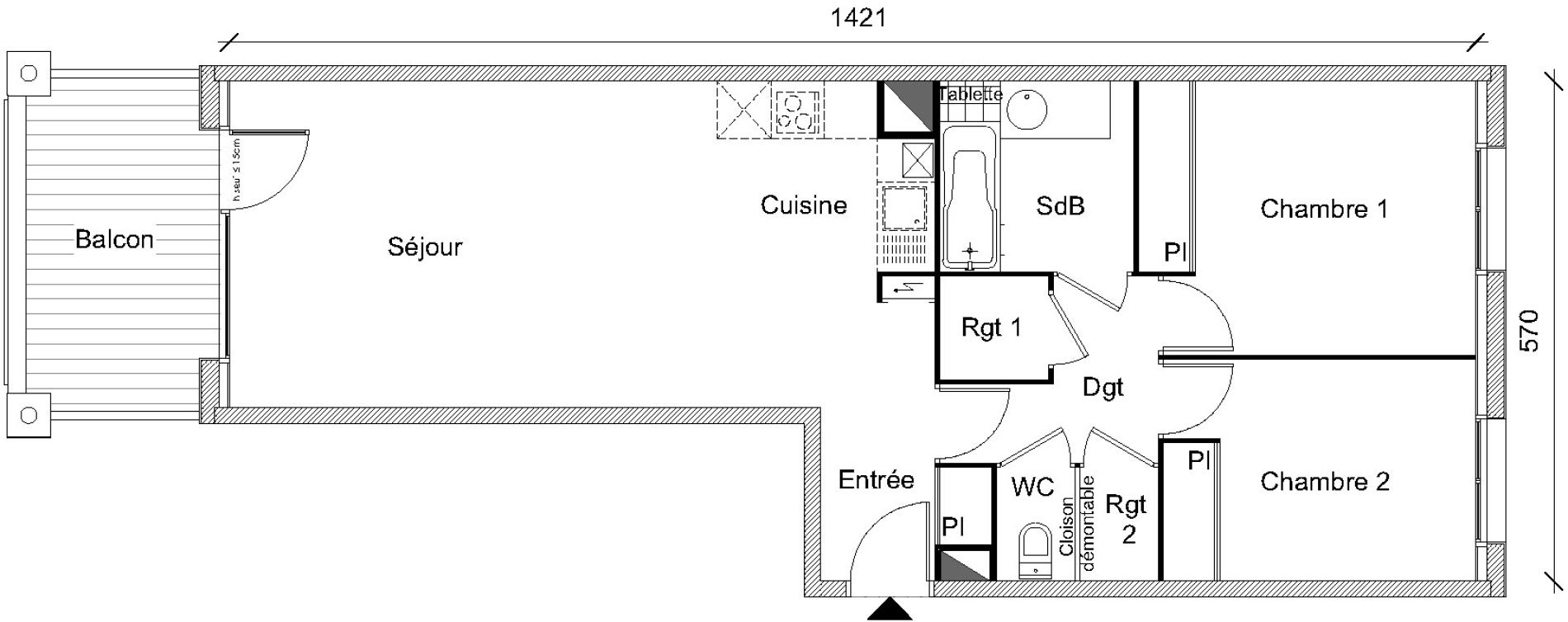 Appartement T3 de 65,51 m2 &agrave; Plaisance-Du-Touch Centre