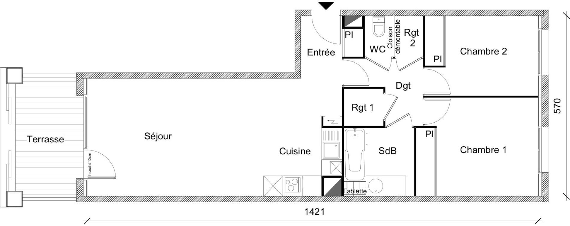 Appartement T3 de 65,51 m2 &agrave; Plaisance-Du-Touch Centre