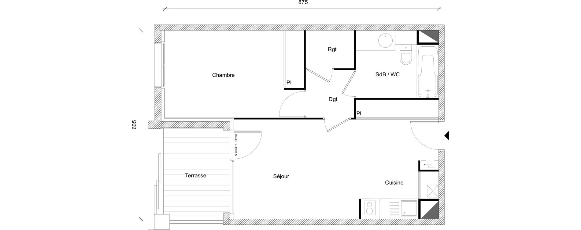 Appartement T2 de 44,07 m2 &agrave; Plaisance-Du-Touch Centre