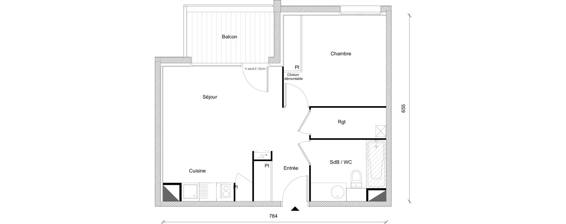 Appartement T2 de 42,05 m2 &agrave; Plaisance-Du-Touch Centre