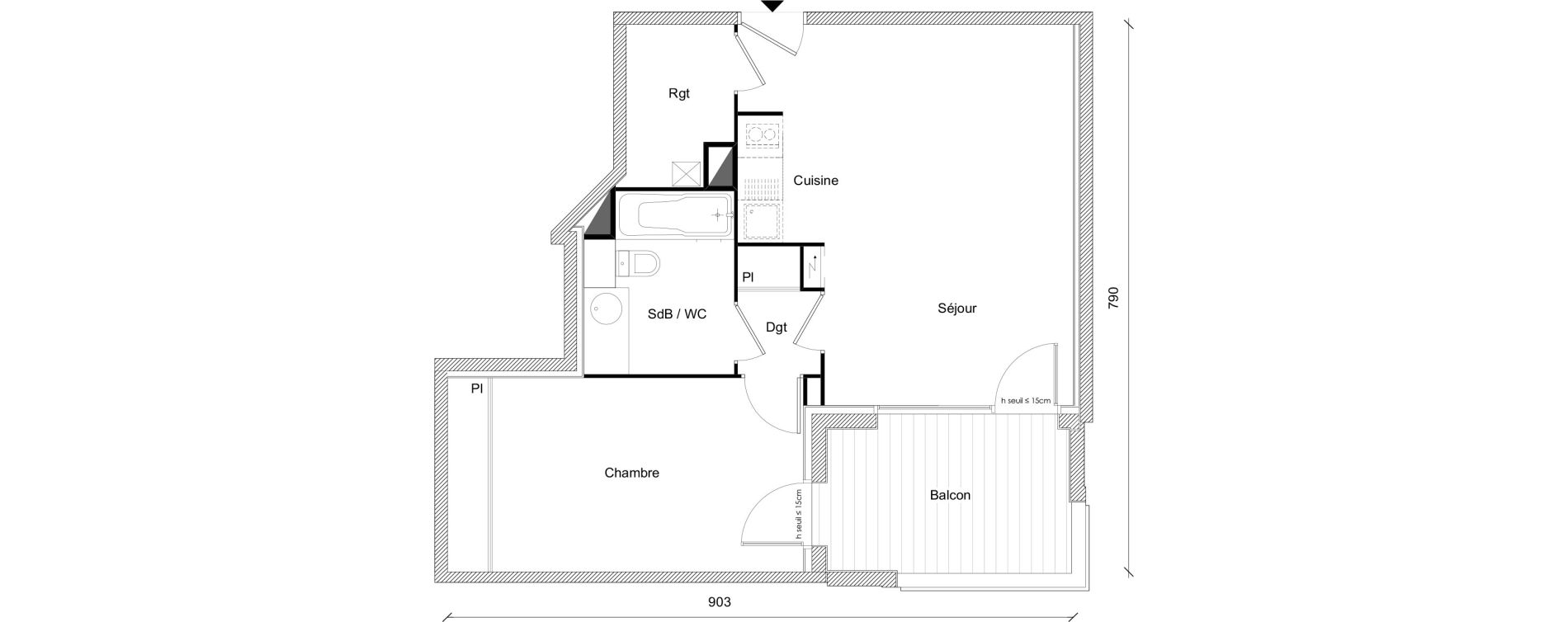Appartement T2 de 48,98 m2 &agrave; Plaisance-Du-Touch Centre