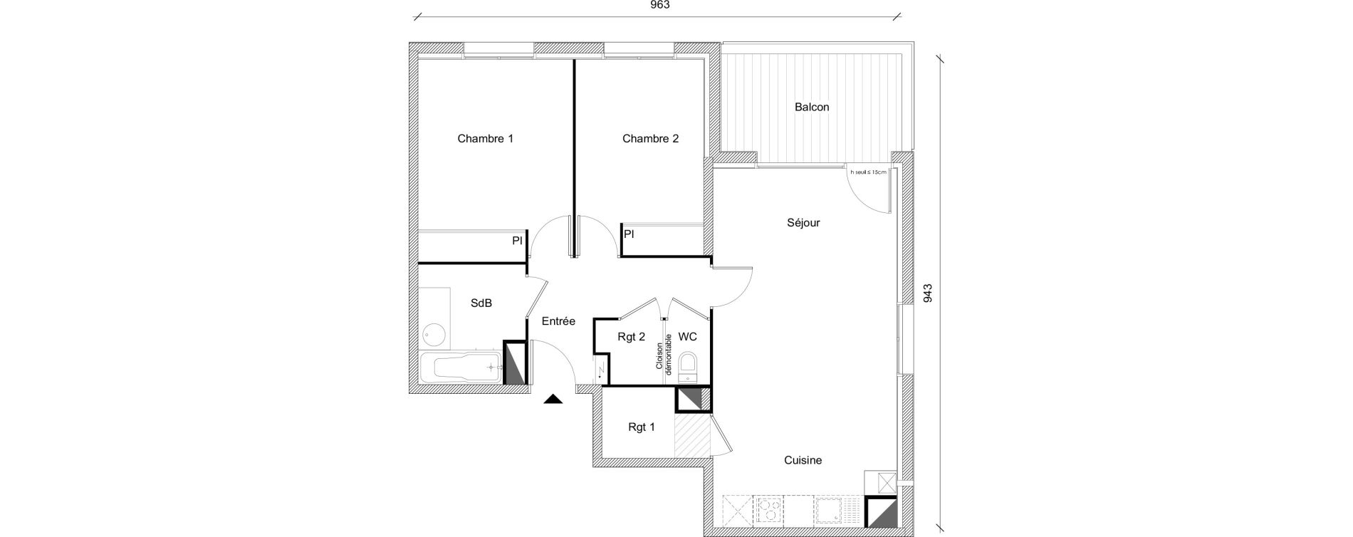Appartement T3 de 65,57 m2 &agrave; Plaisance-Du-Touch Centre