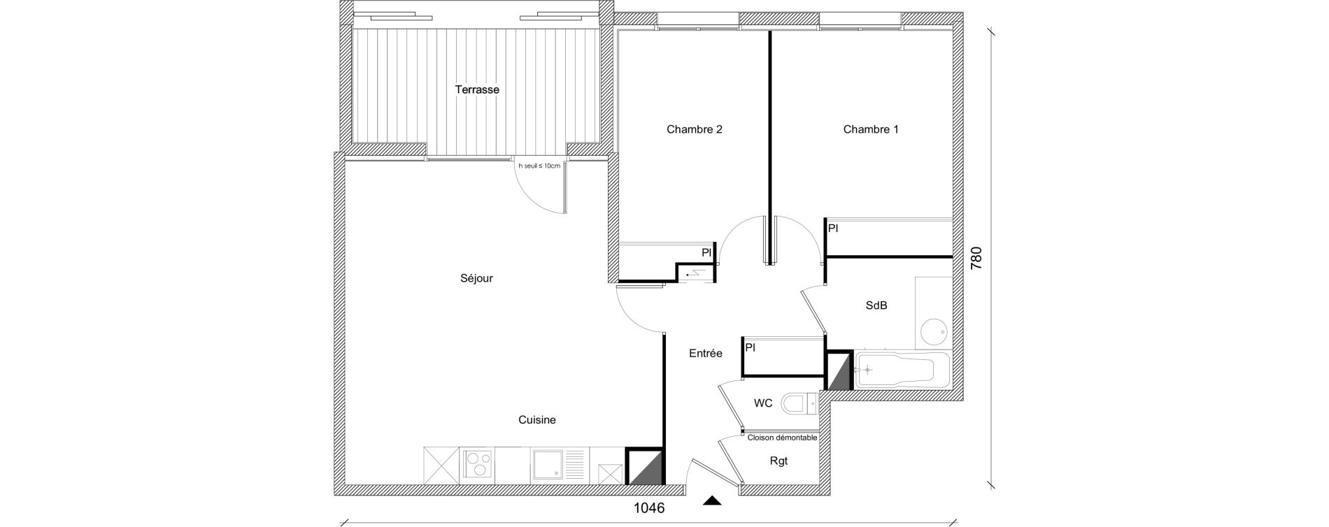Appartement T3 de 65,05 m2 &agrave; Plaisance-Du-Touch Centre